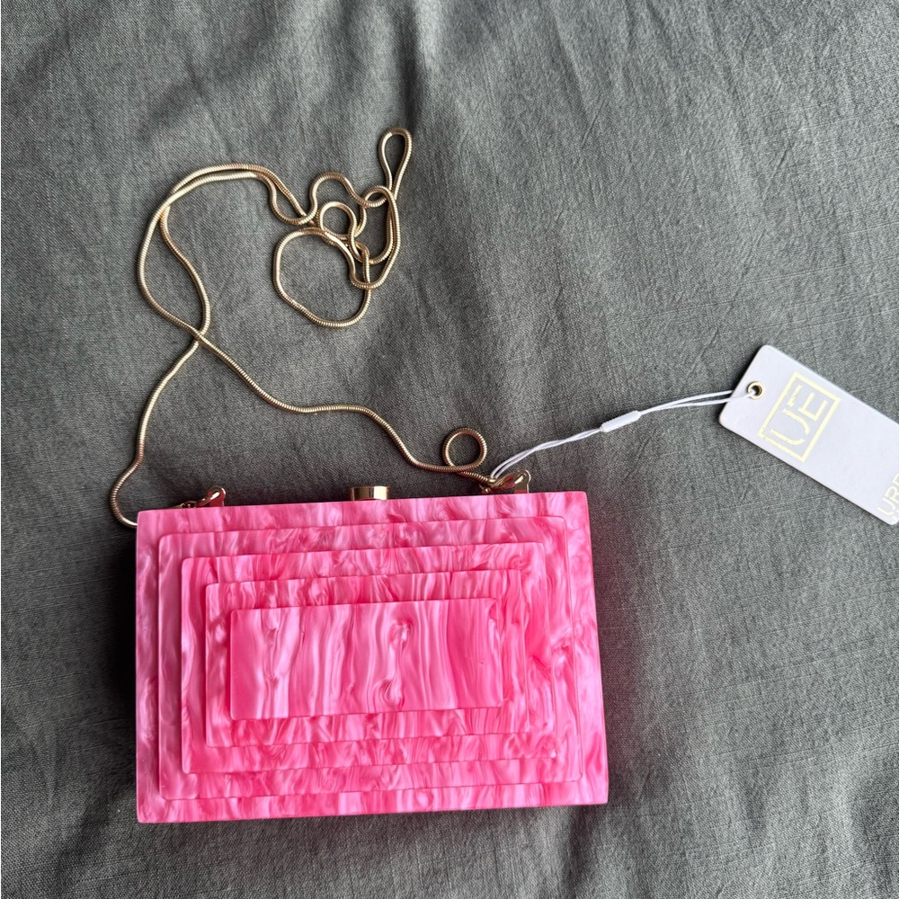 Pink Acrylic Box Clutch with Gold Chain